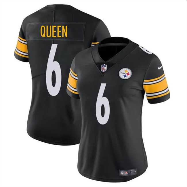 Women%27s Pittsburgh Steelers #6 Patrick Queen Black Vapor Football Stitched Jersey Dzhi